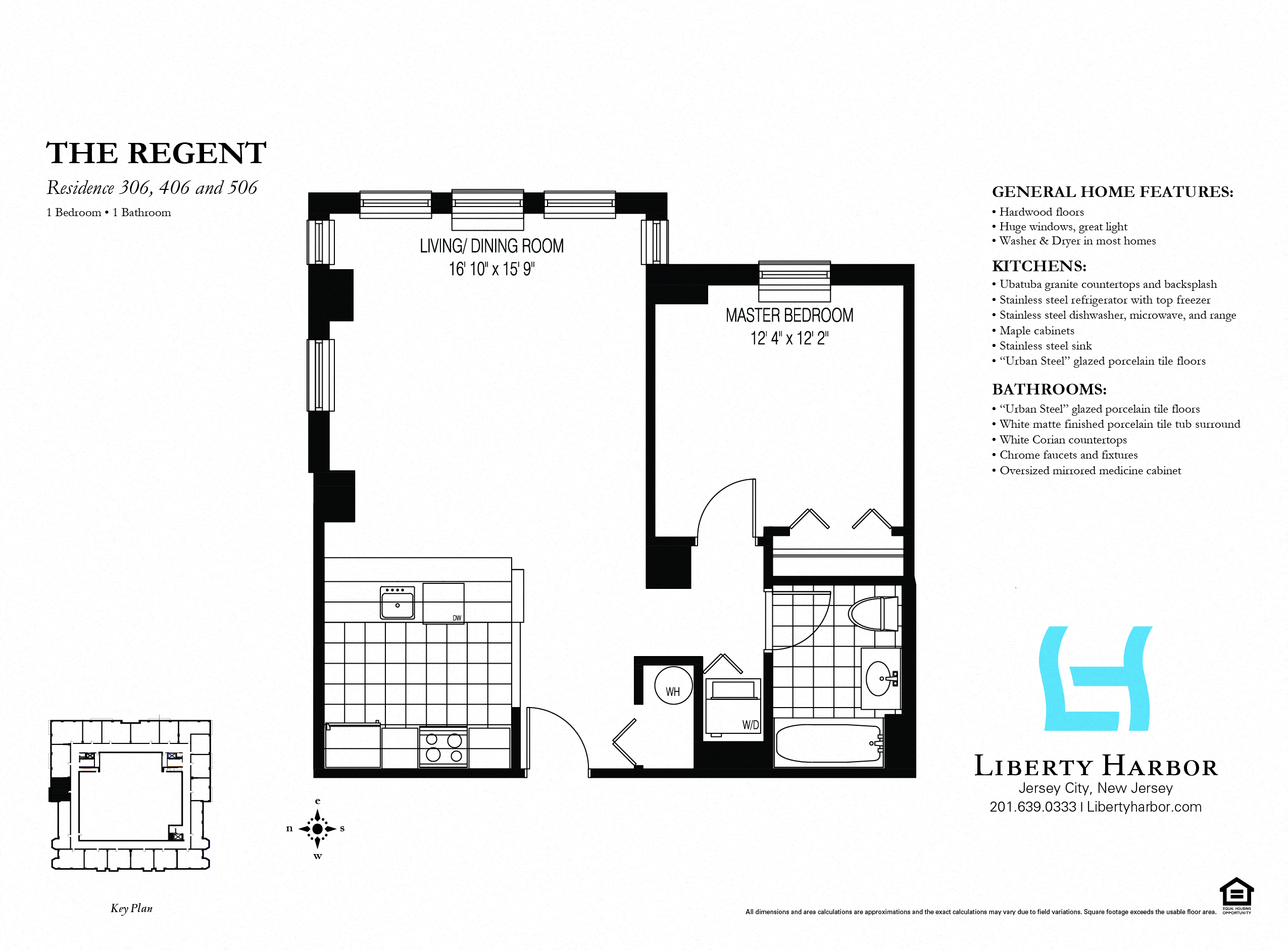 Floor plan for 1 bed, 1 bath, 654 sqft